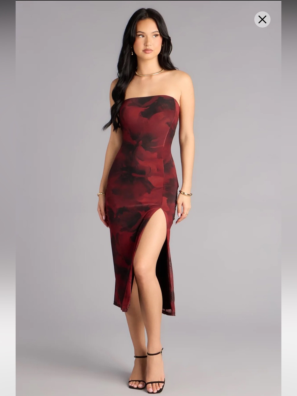 Windsor Written in Roses Strapless Midi Dress